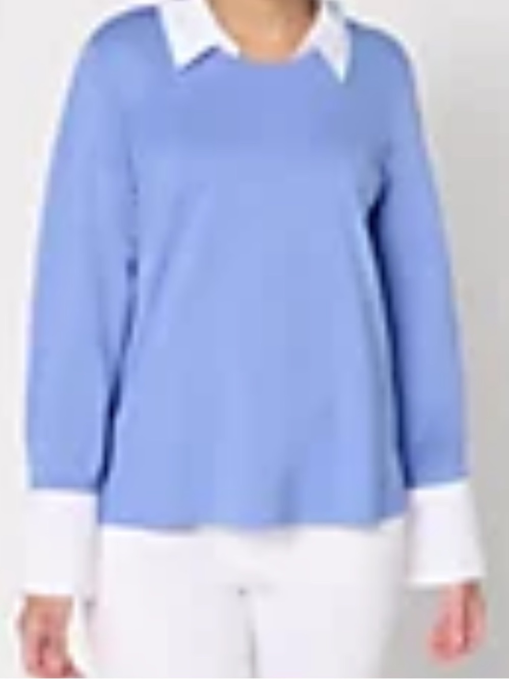 Isaac Mizrahi Live! Sublime Stretch Ponte Twofer Top Nantucket Blue Large